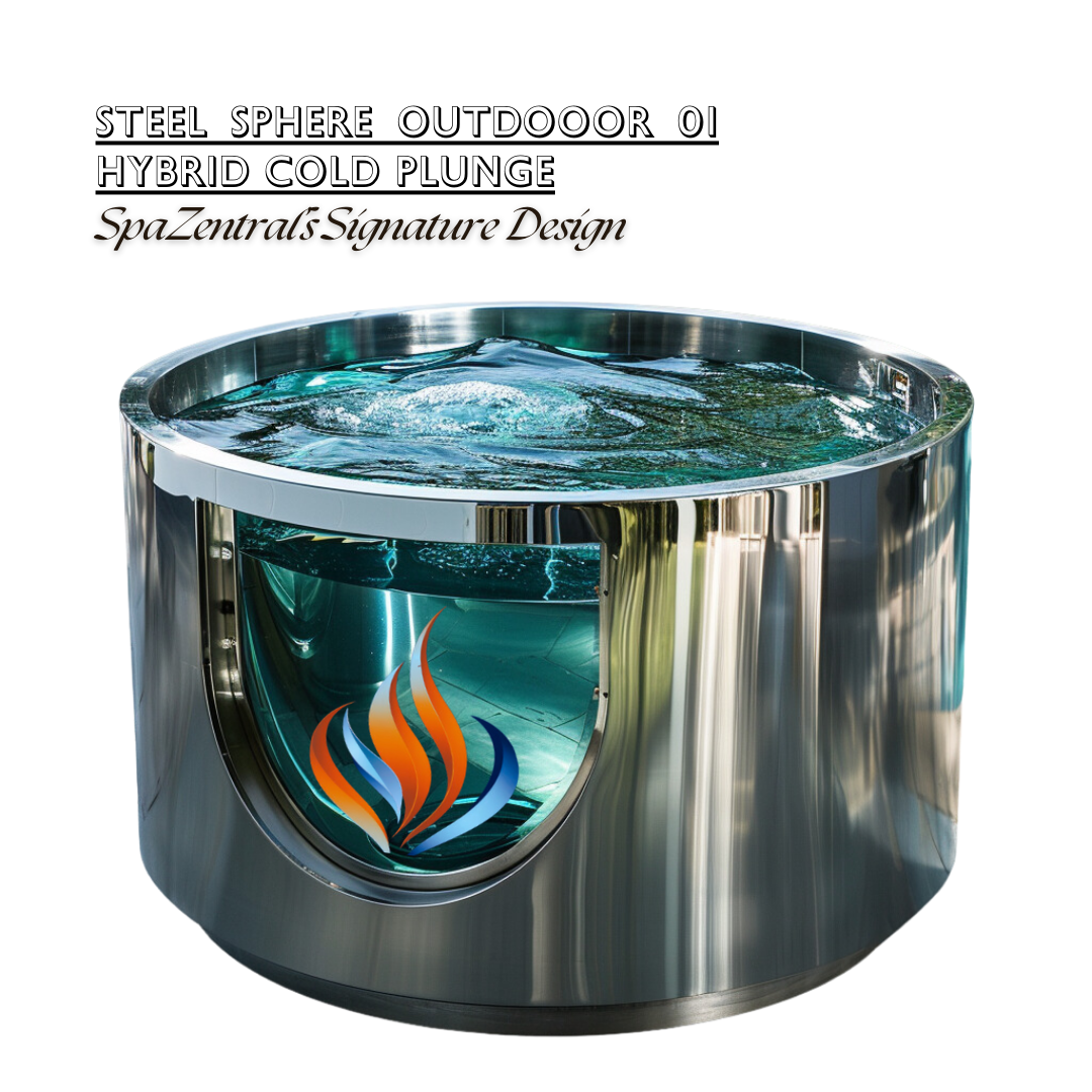 "Stainless Sphere Outdoor 01 Hybrid Cold Plunge | SpaZentral's Ultimate Cold Therapy Experience